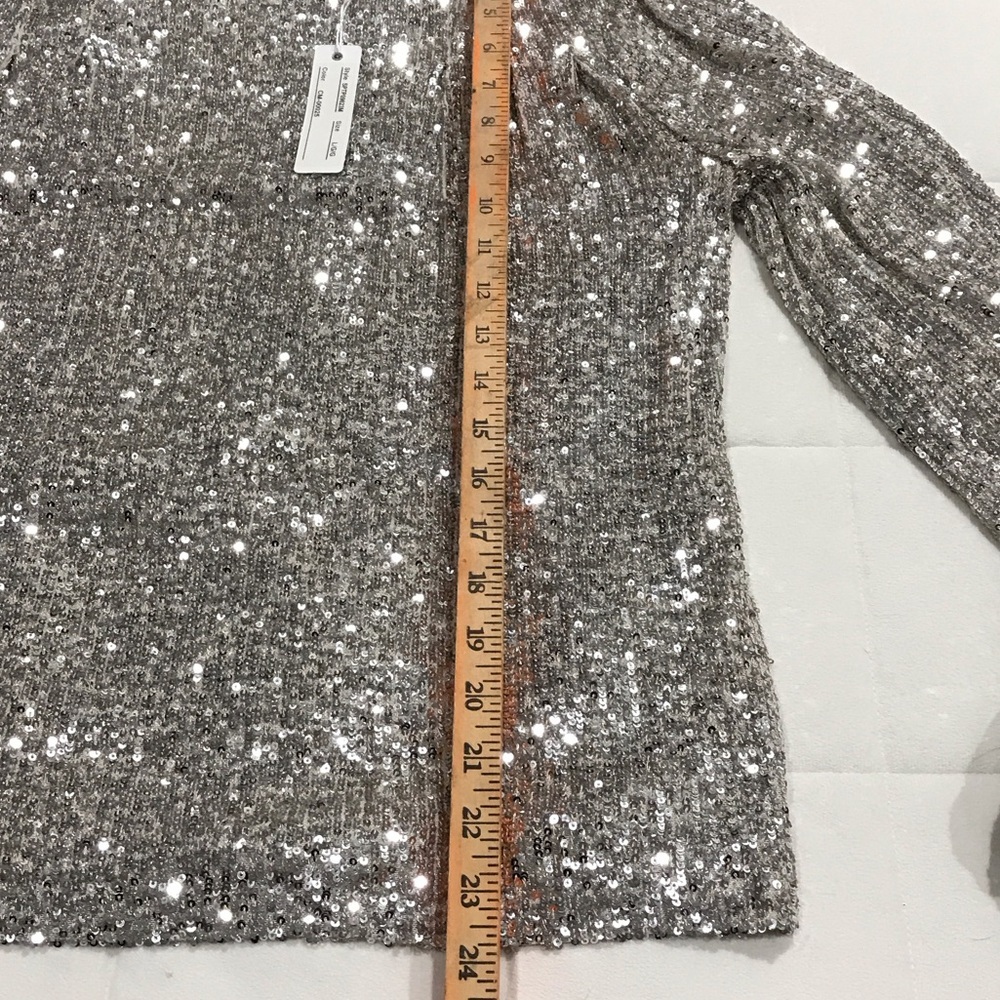 Spense Silver Sequin Blouse New with Tags size Large - Picture 10 of 12